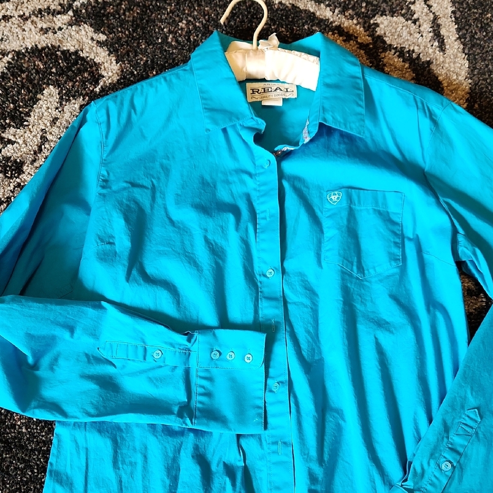 Ariat Turquoise Button-Down Shirt - image 1